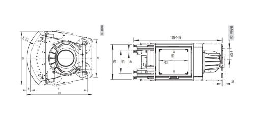 45x51 K rund 2.0 íves üveges kandallótűztér fehér Keramott béléssel