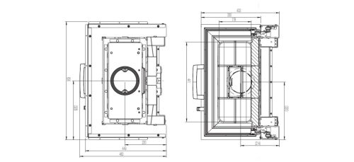 64x33x51 S3 2.0 háromüveges kandallótűztér liftes ajtóval fehér Keramott béléssel