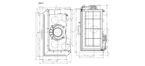 89x49x45 S 2.0 balos saroküveges kandallótűztér liftes ajtóval fekete Keramott béléssel