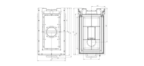 48x72x51 S3 2.0 háromüveges kandallótűztér liftes ajtóval fekete Keramott béléssel