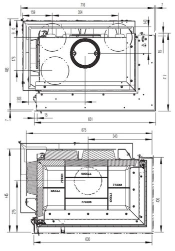 63x40x42 K 2.0 balos saroküveges kandallótűztér oldalra nyíló ajtóval fehér Keramott béléssel