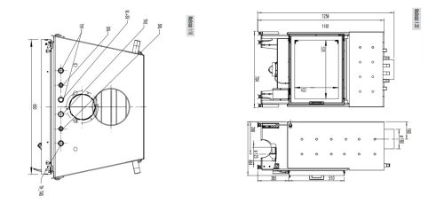 65x51 K aquaHEAT, egyoldalt üveges vízteres kandallótűztér fehér Keramott béléssel