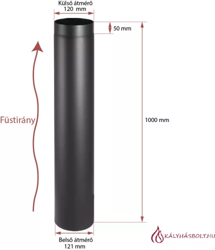 Füstcső egyenes 100cm hosszú, ø120