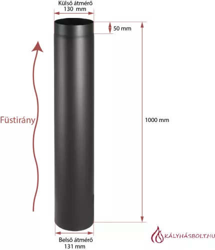 Füstcső egyenes 100cm hosszú, ø130