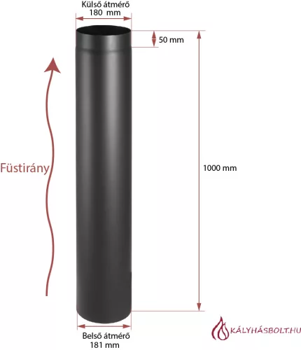 Füstcső egyenes 100cm hosszú, ø180