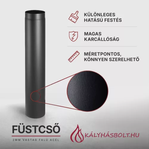 Füstcső egyenes 100cm hosszú, ø200