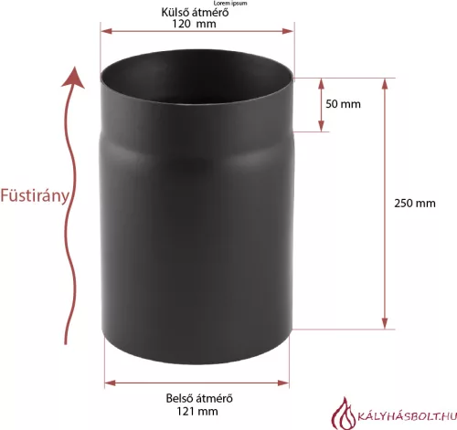 Füstcső egyenes 25cm hosszú, ø120