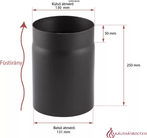 Füstcső egyenes 25cm hosszú, ø130