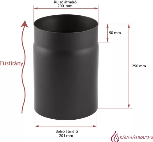 Füstcső egyenes 25cm hosszú, ø200