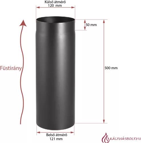 Füstcső egyenes 50cm hosszú, ø120