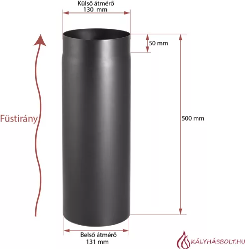 Füstcső egyenes 50cm hosszú, ø130