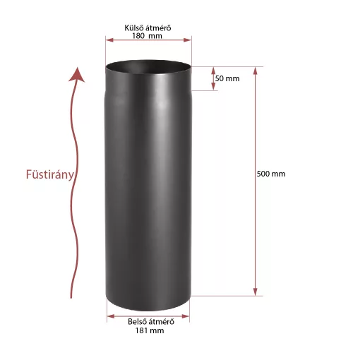 Füstcső egyenes 50cm hosszú, ø180