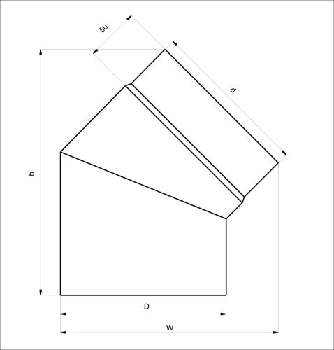 Füstcső könyök 45 fokos, ø150