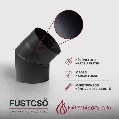 Füstcső könyök 45 fokos, ø180