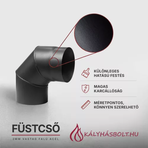 Füstcső könyök 90 fokos, ø180