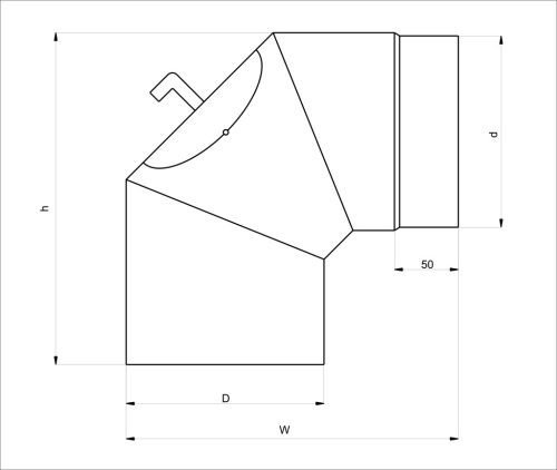 Füstcső könyök állítható, tisztítónyílással, szeleppel, 90 fokos, ø200