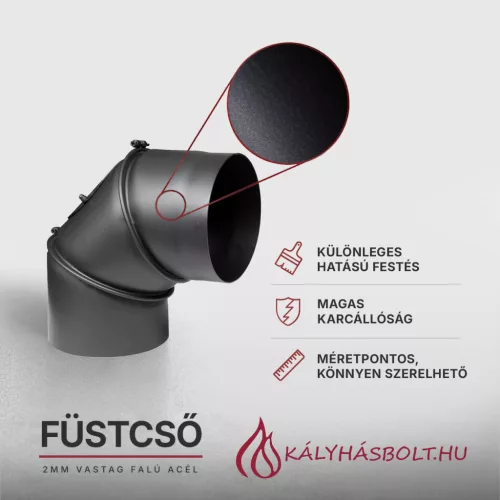 Füstcső könyök állítható, tisztítónyílással, 90 fokos, ø130