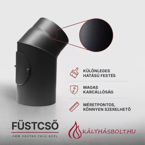 Füstcső könyök tisztítónyílással 45 fokos, ø130