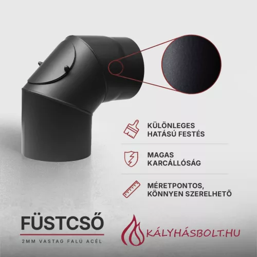 Füstcső könyök tisztítónyílással 90 fokos, ø200