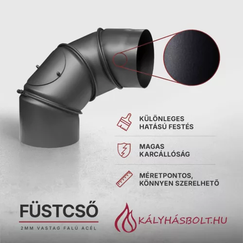Füstcső könyök állítható, tisztítónyílással, univerzális, ø180