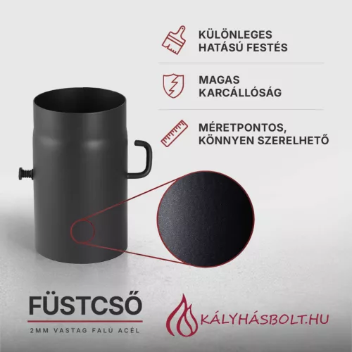 Füstcső pillangószeleppel, 25 cm hosszú, ø120, (csappantyús)