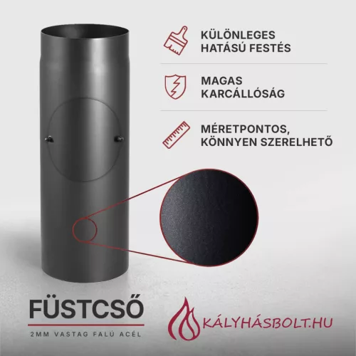 Füstcső egyenes tisztítónyílással 50cm hosszú, ø150