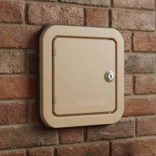 Prémium kémény ajtó, hőszigetelt, 23x30 cm világosbézs, fém, zárható