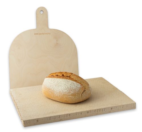 Pizzakő, kenyérsütő lap EXTRA 40x30x3 cm + fa pizzalapát 