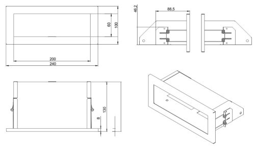 24x10 cm fekete minimál kandalló szellőzőrács