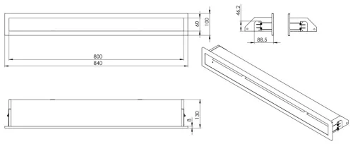 84x10 cm inox minimál kandalló szellőzőrács